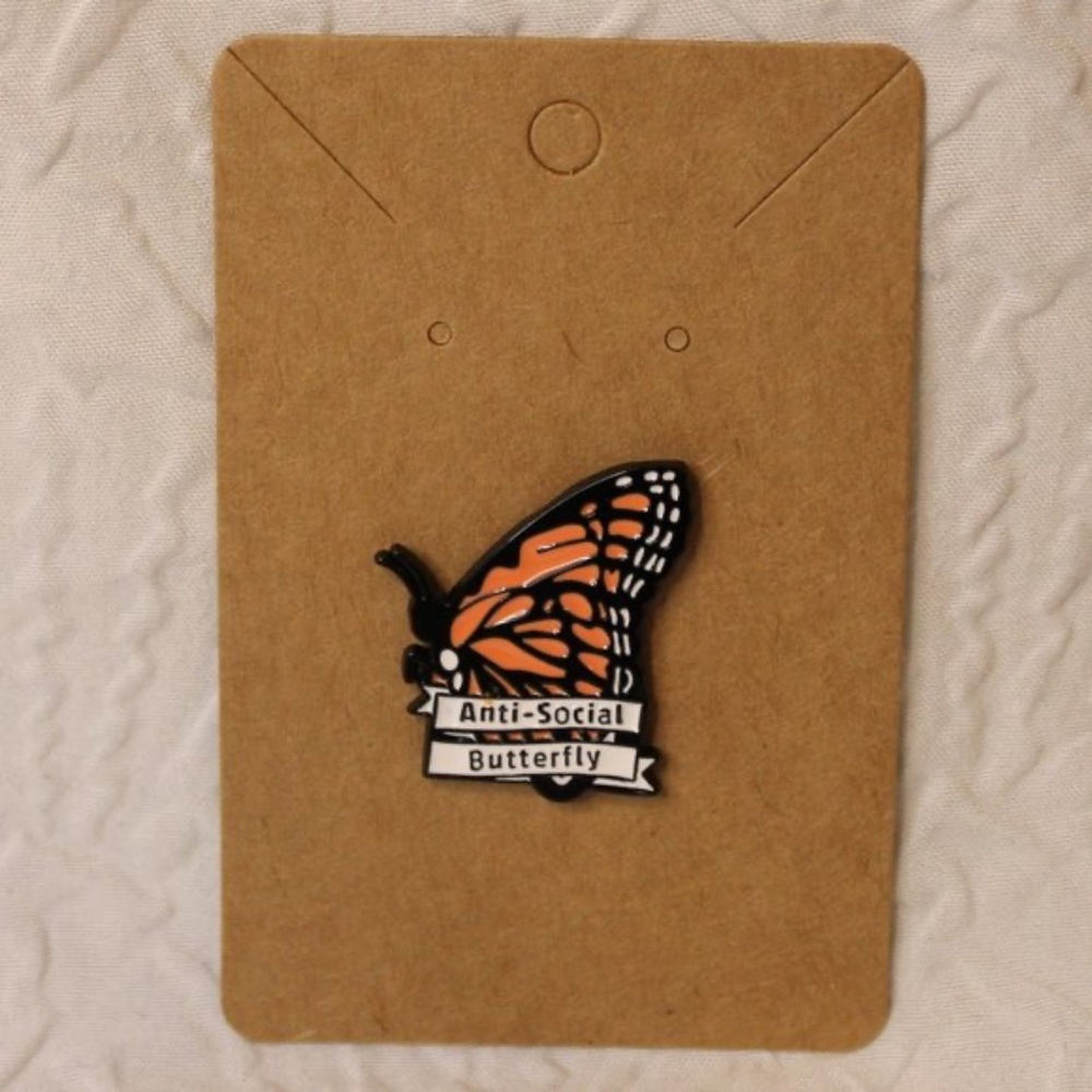 Anti-Social Butterfly Enamel Pin/Brooch - Picture 3 of 3